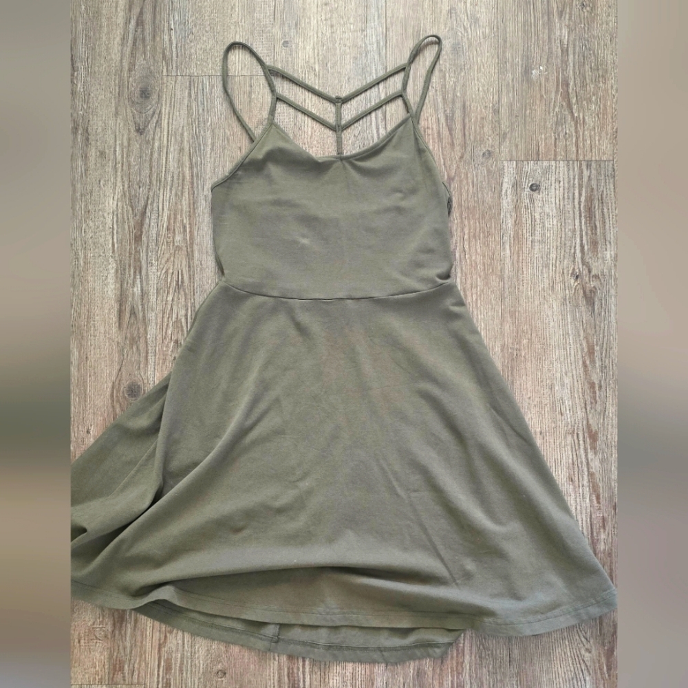 Cotton stretch strappy mini dress natural fibers